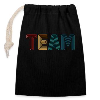 Team - Closable cotton gift bag (14x20cm) - black - Front