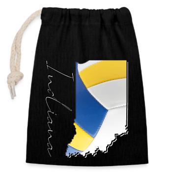 Echter Volleyball in Indiana State Landkarte IN - Verschließbarer Geschenkbeutel aus Baumwolle (14x20cm) - Schwarz - Vorne
