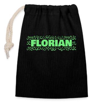 First name Florian - Closable cotton gift bag (14x20cm) - black - Front