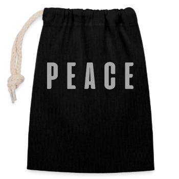 PEACE - Sac cadeau en coton avec cordon (14 x 20 cm) - noir - Devant