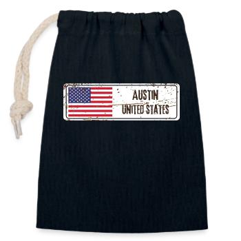 Austin Flagge der Vereinigten Staaten - Verschließbarer Geschenkbeutel aus Baumwolle (14x20cm) - Navy - Vorne