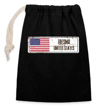 Fresno United States Flag - Closable cotton gift bag (14x20cm) - black - Front