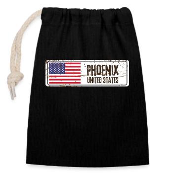Phoenix United States Flag - Closable cotton gift bag (14x20cm) - black - Front