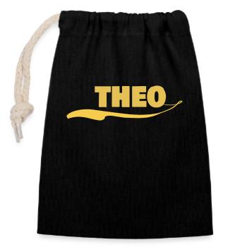 Gift for theo - Closable cotton gift bag (14x20cm) - black - Front