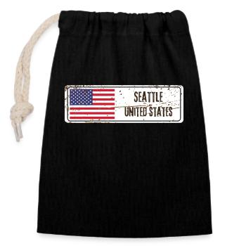 Seattle United States - Closable cotton gift bag (14x20cm) - black - Front
