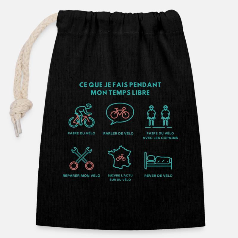 Radfahrer Leidenschaft Humor Radfahren - Verschließbarer Geschenkbeutel aus Baumwolle (14x20cm) - Schwarz