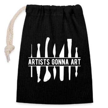 Funny Artist Painter Artists going to Art Drawing - Closable cotton gift bag (14x20cm) - black - Front