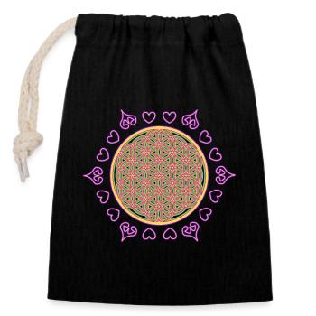 Flower of Life - Closable cotton gift bag (14x20cm) - black - Front