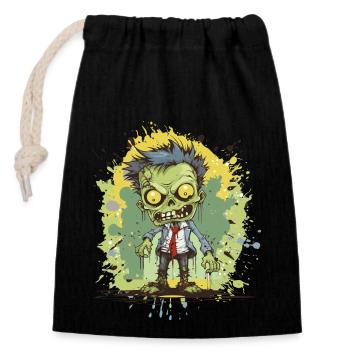 Bande dessinée de zombies - Sac cadeau en coton avec cordon (14 x 20 cm) - noir - Devant