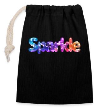 Effet de texte scintillant - Sac cadeau en coton avec cordon (14 x 20 cm) - noir - Devant