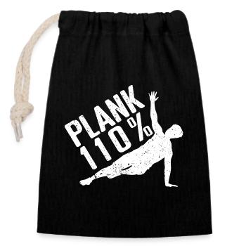 Gym Junkies Plank 110% Calisthenics Fitness - Verschließbarer Geschenkbeutel aus Baumwolle (14x20cm) - Schwarz - Vorne