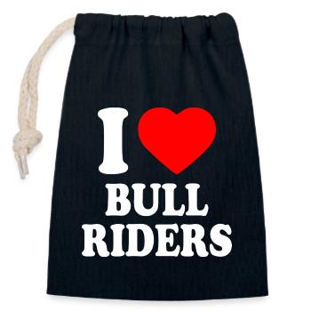 I love bull riders - Verschließbarer Geschenkbeutel aus Baumwolle (14x20cm) - Navy - Vorne