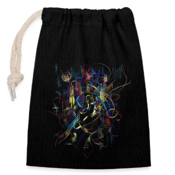 abstract - Closable cotton gift bag (14x20cm) - black - Front