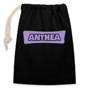 First name Anthea - Closable cotton gift bag (14x20cm) - black - Front