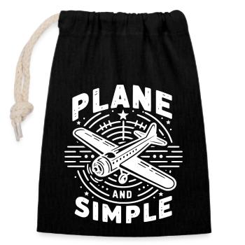 Plane and Simple - Closable cotton gift bag (14x20cm) - black - Front