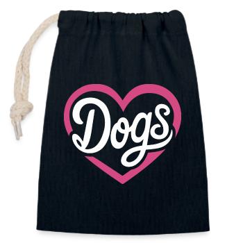 Chiens d’amour - Sac cadeau en coton avec cordon (14 x 20 cm) - bleu marine - Devant