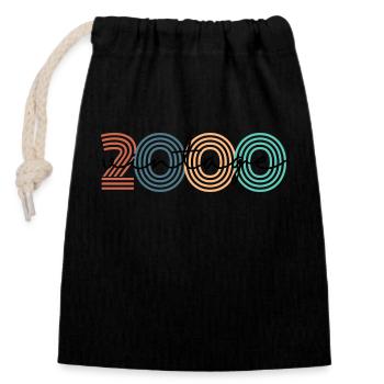 2000 Vintage Retro - Closable cotton gift bag (14x20cm) - black - Front