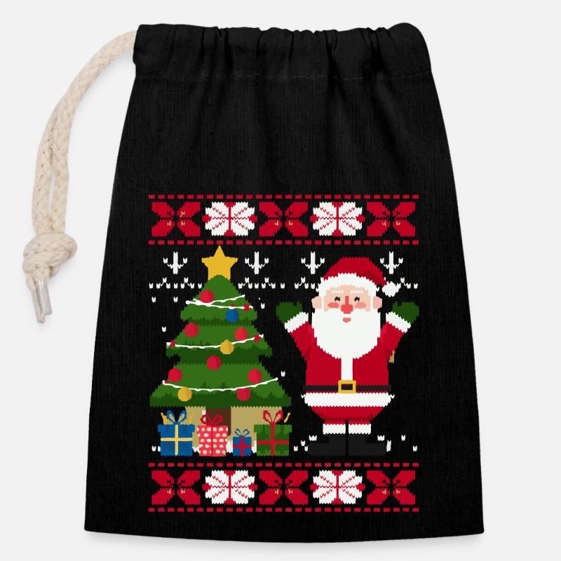 Snta laid et plus sucré - Sac cadeau en coton avec cordon (14 x 20 cm) - noir