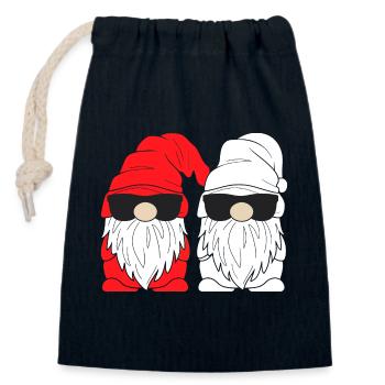 Doppel Santa Gnome Sonnenbrille - Verschließbarer Geschenkbeutel aus Baumwolle (14x20cm) - Navy - Vorne
