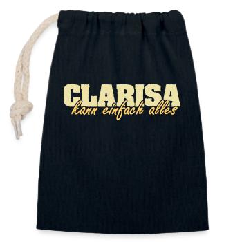 Mrs. Clarisa - Closable cotton gift bag (14x20cm) - navy - Front