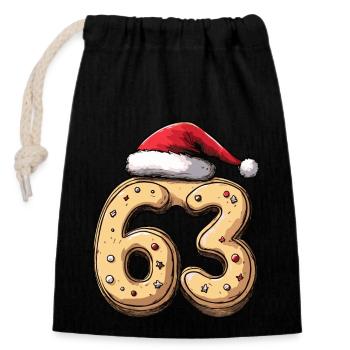 63 Number Christmas Cookie - Closable cotton gift bag (14x20cm) - black - Front