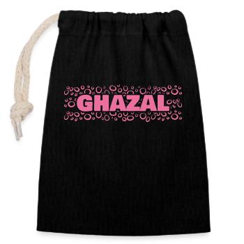 Ghazal comme prénom - Sac cadeau en coton avec cordon (14 x 20 cm) - noir - Devant