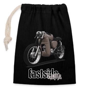 S51 (marron) // Illustration - Sac cadeau en coton avec cordon (14 x 20 cm) - noir - Devant