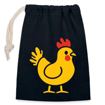 Chicken - Closable cotton gift bag (14x20cm) - navy - Front