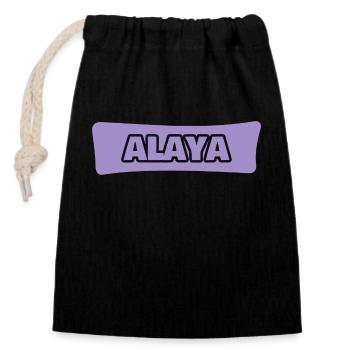 First name Alaya - Closable cotton gift bag (14x20cm) - black - Front