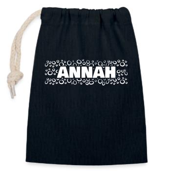 Annah comme prénom - Sac cadeau en coton avec cordon (14 x 20 cm) - bleu marine - Devant