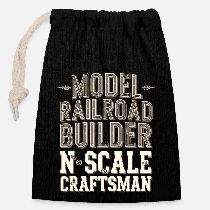 Précision dans le modélisme - Sac cadeau en coton avec cordon (14 x 20 cm) - noir