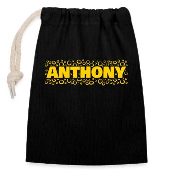 Vorname Anthony - Verschließbarer Geschenkbeutel aus Baumwolle (14x20cm) - Schwarz - Vorne