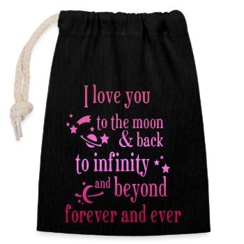 love you to the moon and back amore Flowers Women - Closable cotton gift bag (14x20cm) - black - Front