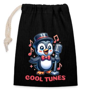 Penguin Jazz Singer - Closable cotton gift bag (14x20cm) - black - Front