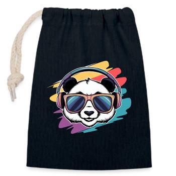 Cool Panda Vibes - Closable cotton gift bag (14x20cm) - navy - Front