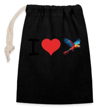 I love Parrot Bird Quote - Pet Design - Closable cotton gift bag (14x20cm) - black - Front
