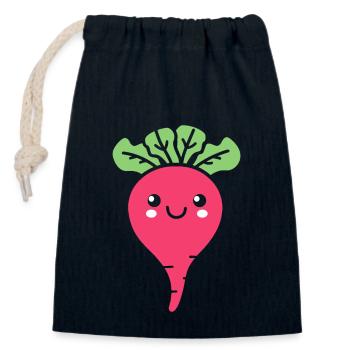 beet - Closable cotton gift bag (14x20cm) - navy - Front