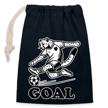 Fußball Cheeta - "Tor" Design - Verschließbarer Geschenkbeutel aus Baumwolle (14x20cm) - Navy - Vorne