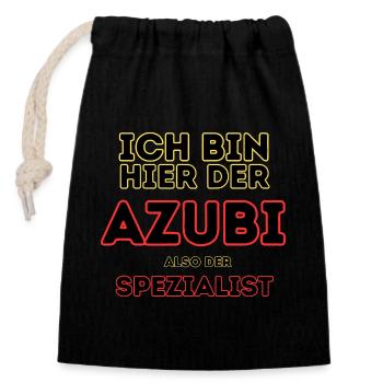 I am a trainee specialist - Closable cotton gift bag (14x20cm) - black - Front