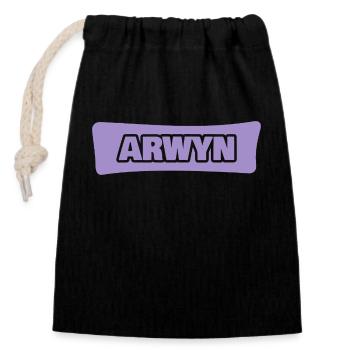 First name Arwyn - Closable cotton gift bag (14x20cm) - black - Front