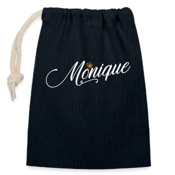 Monique Nom personnalisé pour femmes enfants bambins - - Sac cadeau en coton avec cordon (14 x 20 cm) - bleu marine - Devant