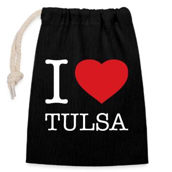 J’ADORE TULSA - Sac cadeau en coton avec cordon (14 x 20 cm) - noir - Devant