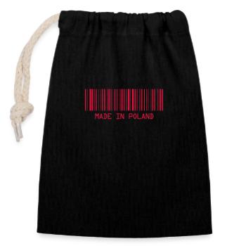 Made in Poland - Polska - Polen - Barcode - Strich - Verschließbarer Geschenkbeutel aus Baumwolle (14x20cm) - Schwarz - Vorne