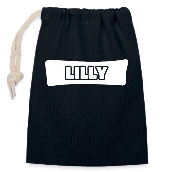 Lilly comme nom - Sac cadeau en coton avec cordon (14 x 20 cm) - bleu marine - Devant