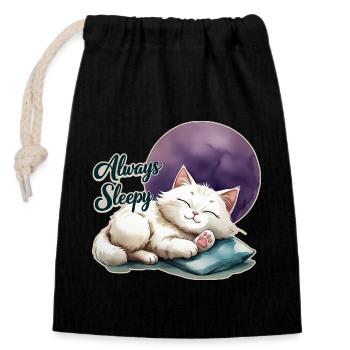 Cute Cat is always sleepy 1 - Closable cotton gift bag (14x20cm) - black - Front