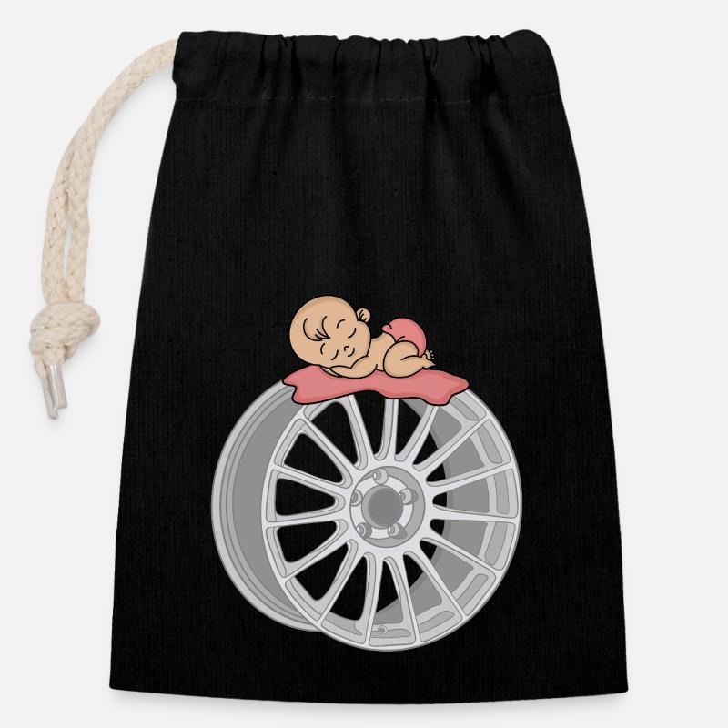 Bébé - Sac cadeau en coton avec cordon (14 x 20 cm) - noir