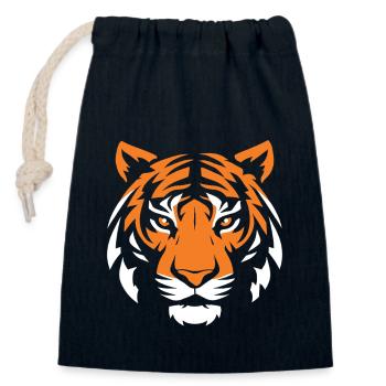 Tiger - Verschließbarer Geschenkbeutel aus Baumwolle (14x20cm) - Navy - Vorne