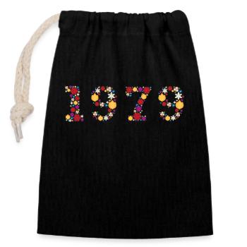 Année 1979 Fleurs - Sac cadeau en coton avec cordon (14 x 20 cm) - noir - Devant