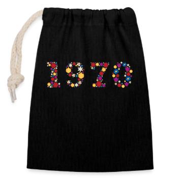 Année 1970 Fleurs - Sac cadeau en coton avec cordon (14 x 20 cm) - noir - Devant