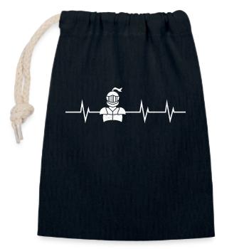 Heartbeat of a Knight - Verschließbarer Geschenkbeutel aus Baumwolle (14x20cm) - Navy - Vorne